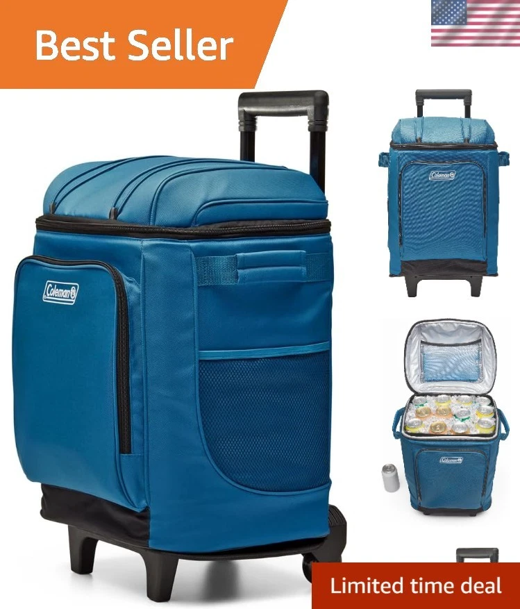 Wheeled Soft Cooler: 42 Can Capacity, Leak-Proof, Made from Recycled Fabric