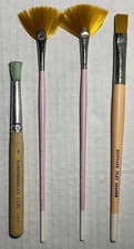 Lot of 4 Artist Paint Brushes M. Grumbacher NY 1131 Keepsake Fan & Flat Shader