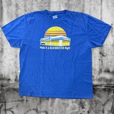 Blockbuster Graphic T-Shirt Blue Retro Movie Store Tee Size XL