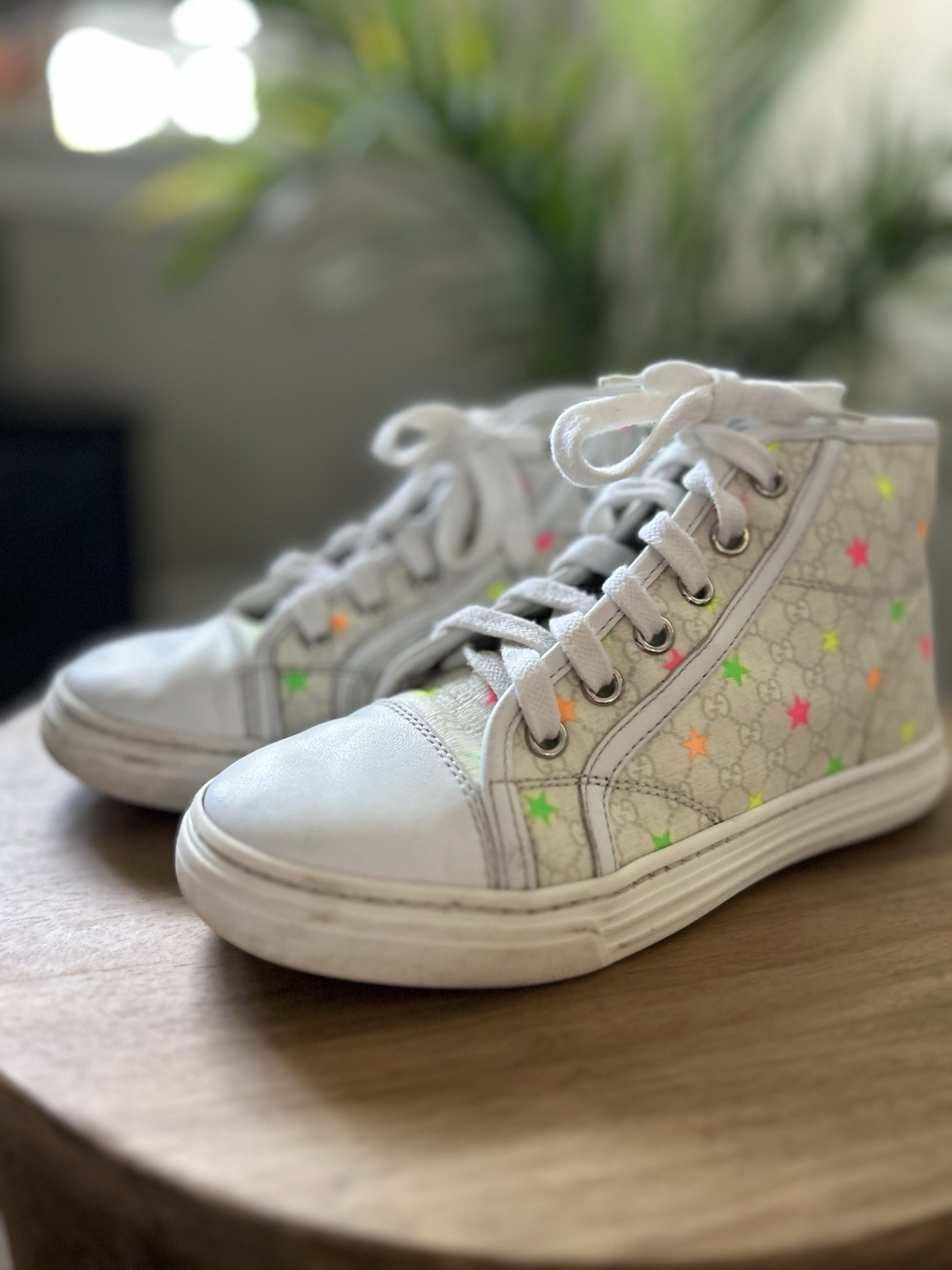 GUCCI Kids GG Supreme Star High-Top Sneakers - White/Multi - Size EU 31, US 13