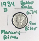 1934-D Mercury Liberty Silver One Dime Coin - Better Date - 6,772,000 Minted