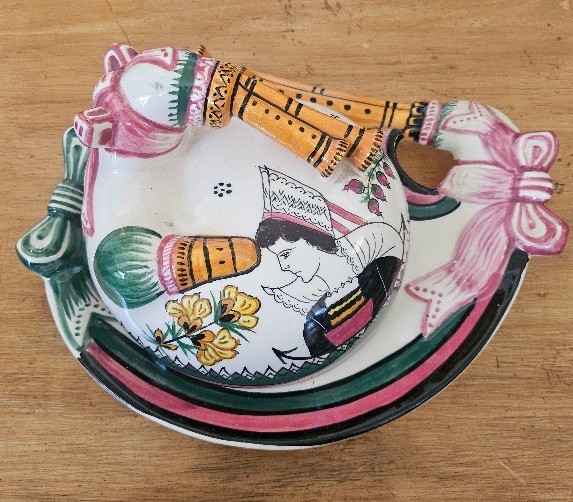 Vintage Henriot Quimper,  Cheese, Covered Plate, Breton woman  9" x 11"