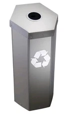 Hexcycle Recycling Bin Home Outside Large 30 Gal Silver Trashcan Bottle Cans
