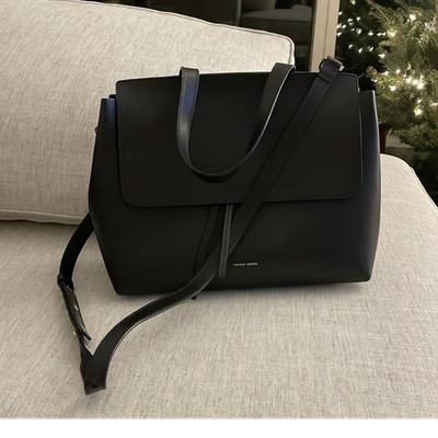 MANSUR GAVRIEL Black Lady Shoulder Bag, Top Handle, Blue Interior ($925 Retail)