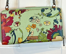 Sakroots Artist Circle Smartphone Crossbody Wallet SEAFOAM FLOWER POWER w/ Strap