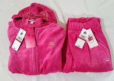 NWT Girls Youth Kids JUICY COUTURE Pink Velour 2 Piece Jogging Suit Sz M 10/12