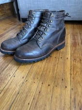 Chippewa 6" Work Boots Brown Leather Made In USA Size 8.5 D Great Condition 