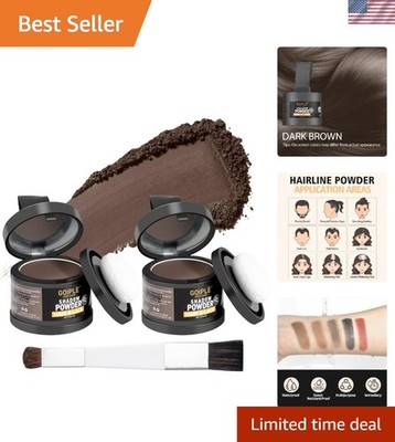 Lockmio Root Cover Up Powder Set - Dark Brown Hair & Eyebrow Enhancer (2 Pack)