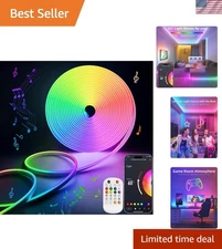 16.4Ft RGB LED Strip Lights - App Controlled & Music Sync Waterproof Neon Decor