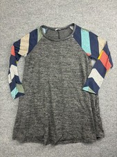 Egs California Sweater Dress Women's M Gray Striped Long Sleeve Pockets USA