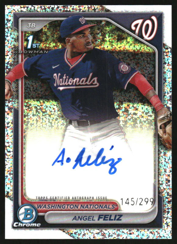 2024 Bowman Chrome Autographs Speckle Refractor #CPA-AF Angel Feliz RC Auto /299