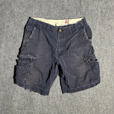 Vintage Abercrombie & Fitch Blue Y2K 2000 s Zipper Fly Heavy Cargo Shorts Men 38