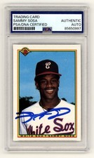 Sammy Sosa 1990 Bowman 312 Signed Rookie RC PSA Authentic Auto Chicago White Sox