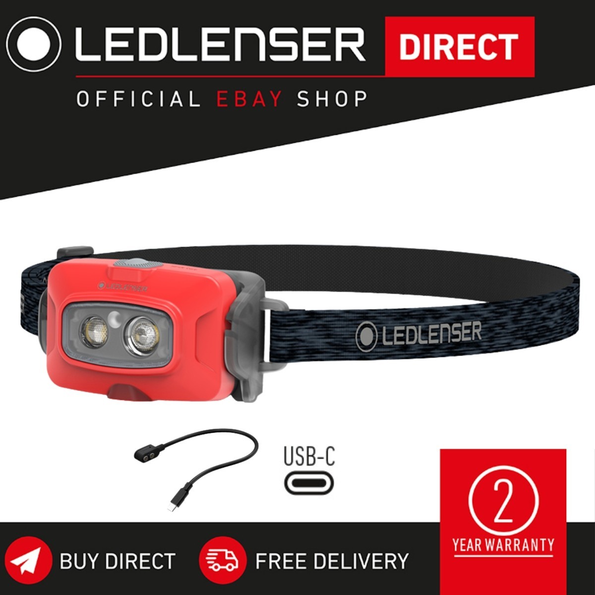 Ledlenser Rechargeable Head Torch LED 500 lm, 130m Beam, HF4R Core (Renewed)
