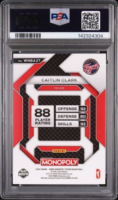 2024 Prizm Monopoly WNBA #27 Caitlin Clark : Insert : Rookie Card : PSA 9 view 2