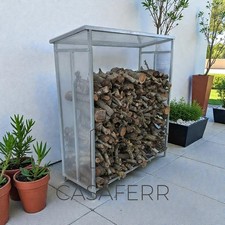 Legnaia da Esterno Assemblabile  Ferro Zincato Artigianale copertura Plexiglass