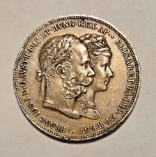 1879 AUSTRIA King FRANZ JOSEPH I & ELISABETH - Celebratory SILVER Coin