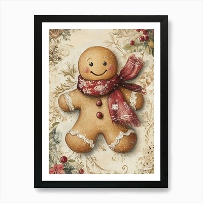 Weihnachten Lebkuchenmann Gemälde gerahmt Wandbild Poster Leinwanddruck Bild