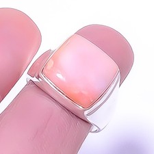 Baby Pink Opal - Peru Gemstone 925 Sterling Silver Solitaire Ring s.8.5 A381