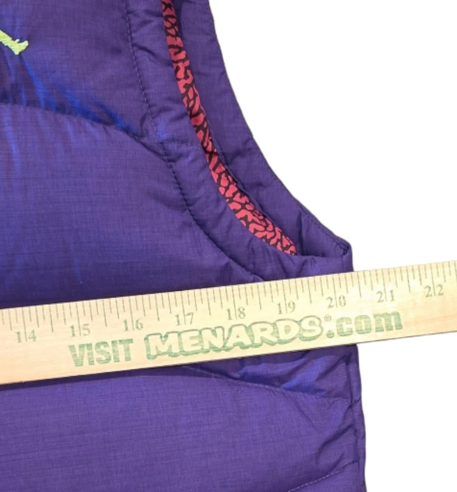 Jordan V Fresh Prince Down Puffer Vest Purple/Charcoal Elephant Print Men’s S - Image 3 of 4