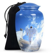 White Angel Wings Cremation Urn For Adult Mother Ashes 10 Inch 