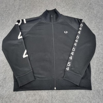 Fred Perry Track Jacket Mens Large Black Made Thought 54 Taped Mod Ska Casuals