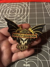 Patch moto vintage anni 70 HARLEY DAVIDSON teschio BAT WINGS vecchio fuorilegge BIKER