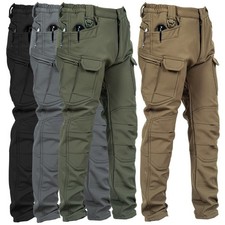 Men Soft Shell Fleece Trousers Waterproof Outdoor Tactical Combat Work Pants