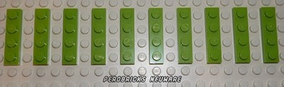 Lego Basic 10 Platten 1x4 lime #3710 NEUWARE