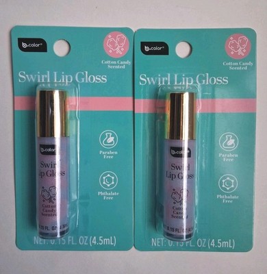 B Color Swirl Lip Gloss Cotton Candy Scented Lot of 2 Brand New in Package