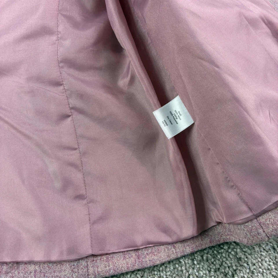 Chaqueta Blazer Talbots Rosa Lana Tweed Mujer Talla 10 Peplum Plisado Botón Frontal Foto 4 de 4