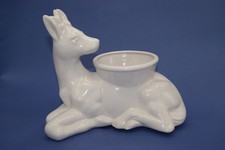 Blumentopf Rehbock wei&szlig; Vintage Craquele Rarit&auml;t Sammlerst&uuml;ck