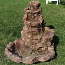 Lighted Stone Springs Waterfall Fountain with LED Lights - 42 in by Sunnydaze