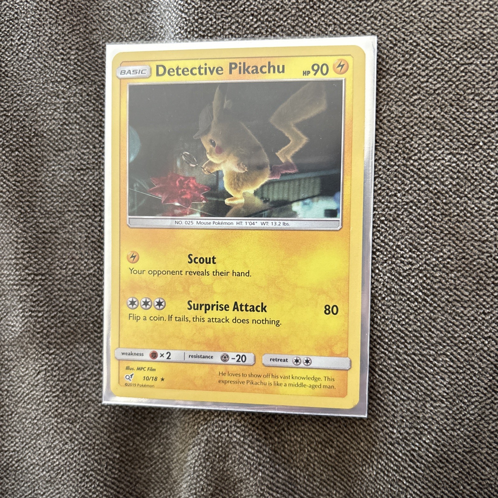 DETECTIVE PIKACHU 10/18 SM DETECTIVE PIKACHU POKEMON HOLO RARE NM