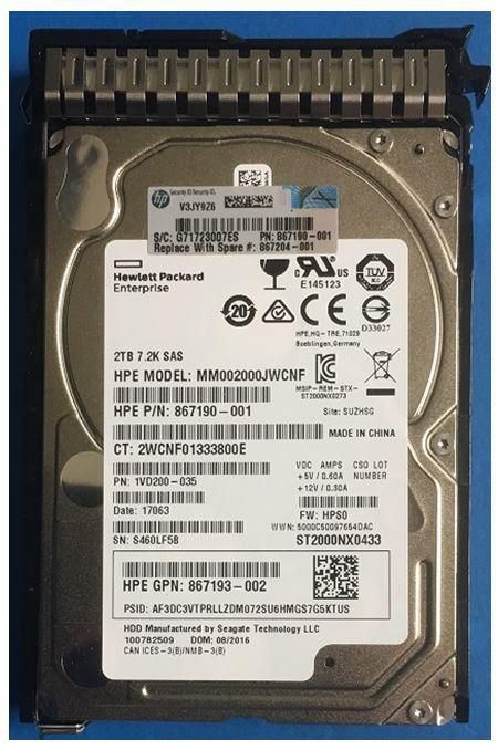 Hewlett Packard Enterprise 867204-001 2TB 2.5"" 7200RPM SAS HDD