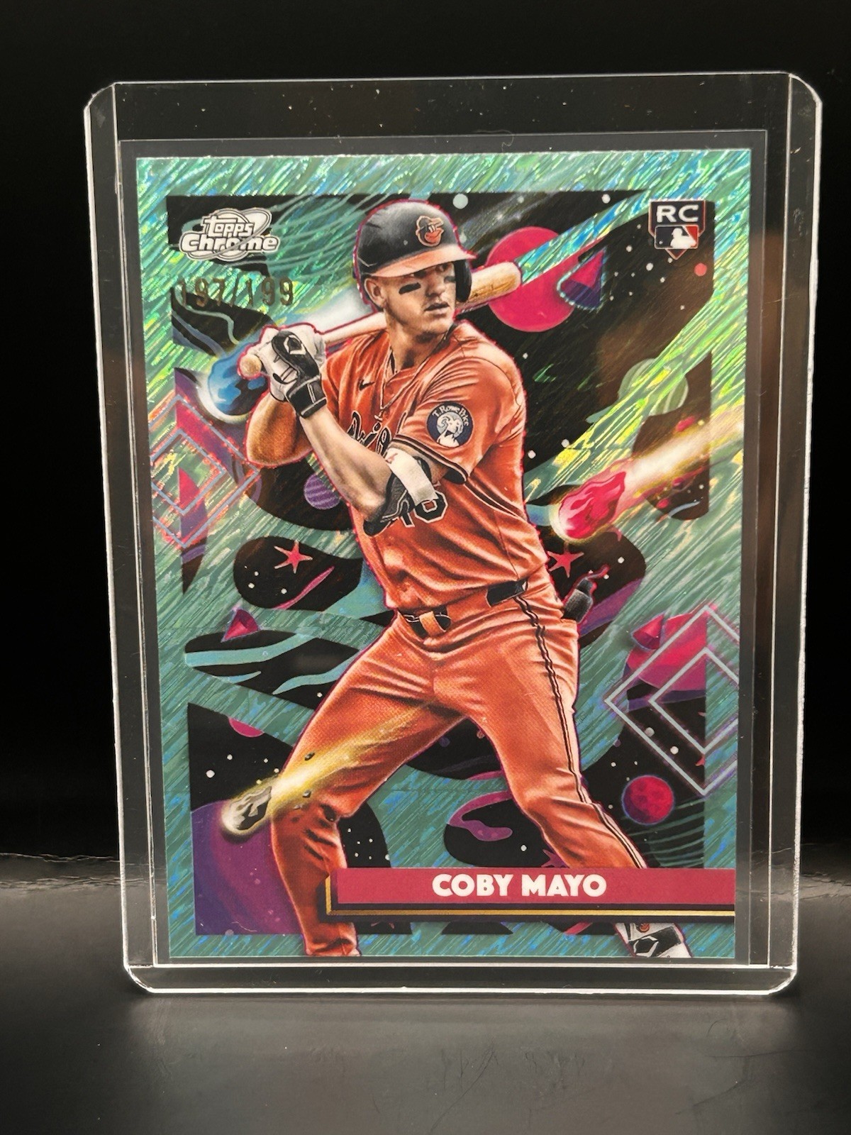 2025 Topps Chrome - Coby Mayo #120 Aqua Shimmer Refractor /199 (RC)