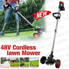 48V Cordless Electric Strimmer Grass Trimmer Weeder Garden Edger 2 Battery Wheel
