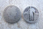 2 COINS *** 1916 D Barber Quarter *** 1916-1924 Standing Liberty Quarter ***