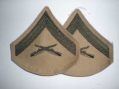 USMC LANCE CORPORAL RANK GREEN/KHAKI -1 PAIR