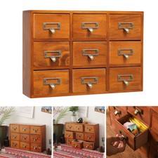 Mini Rustic Wooden Storage Cabinet Chest Drawers Jewelry Box Tidy Sundries Case