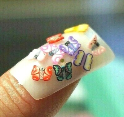 BUTTERFLIES FIMO SLICES NAILS CHARMS 1000 Psc MIXED BUTTERFLIES IN GIFT BOX GIFT