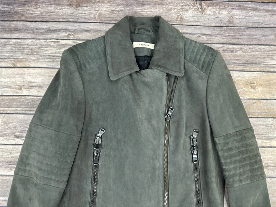 Jaqueta de Moto Feminina Marca J Tamanho S Cinza Couro Sintético Zíper Completo AMOSTRA  - Imagem 2 de 4