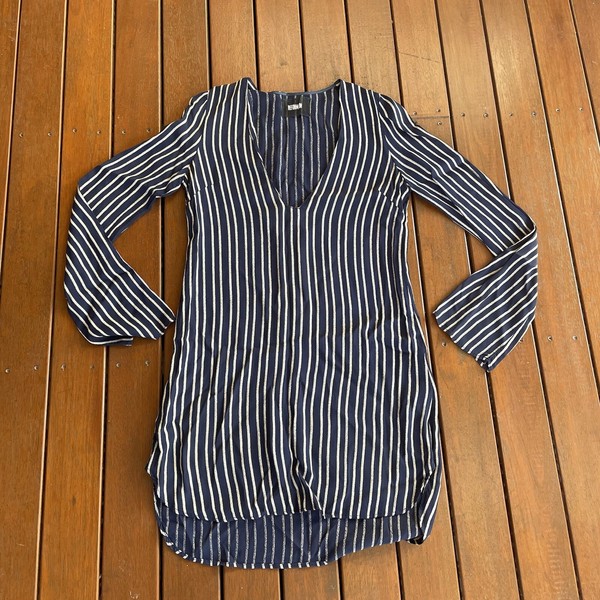 Reformation Size XS Mini Dress Blue Stripe Mini Cocktail