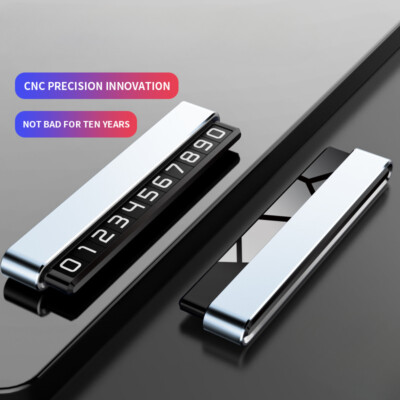 Metal Car Temporary Parking Card Rotate Phone Number Plate Aluminum Sticker Park