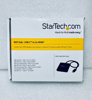 StarTech MST Hub - USB-C To 2x HDMI Multi-Monitor Splitter, MSTCDP122HD