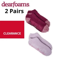 Dearfoams 2 Pair Non-Skid SIZE 4-10 Cozy Comfort Low Cut Fuzzy Socks PURPLE NWT