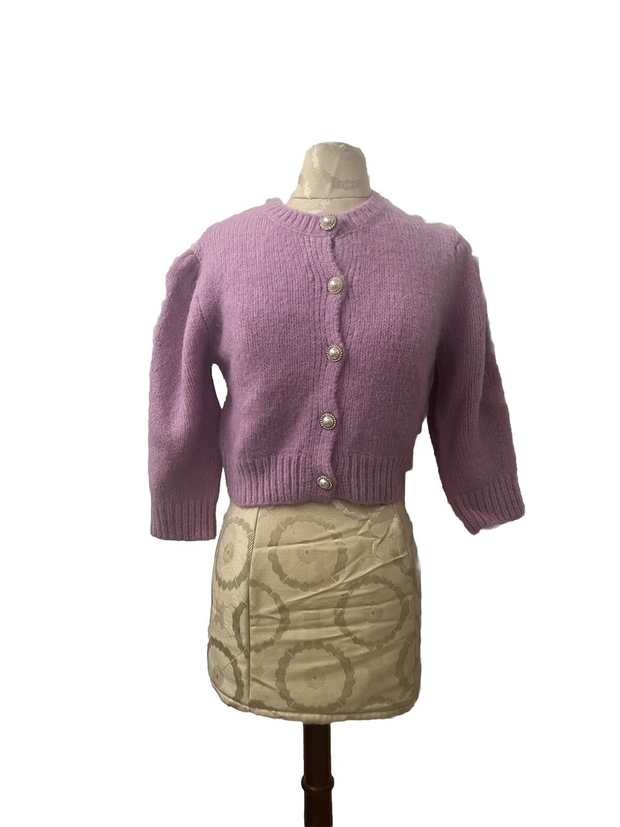 Cardigan Sweaters Zara Lilac Cardigan New Zara Women Jewel Flower