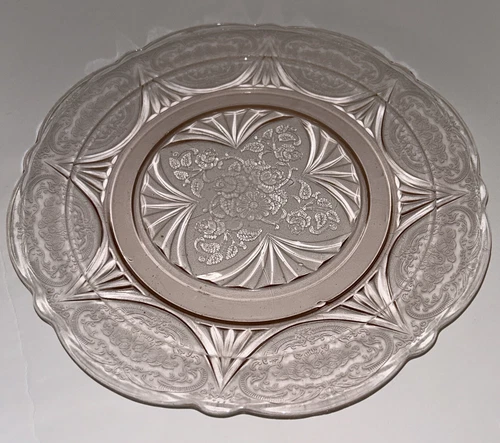 Rare Hazel Atlas Royal Lace Pink Depression Glass 10” Dinner Plate Stunning