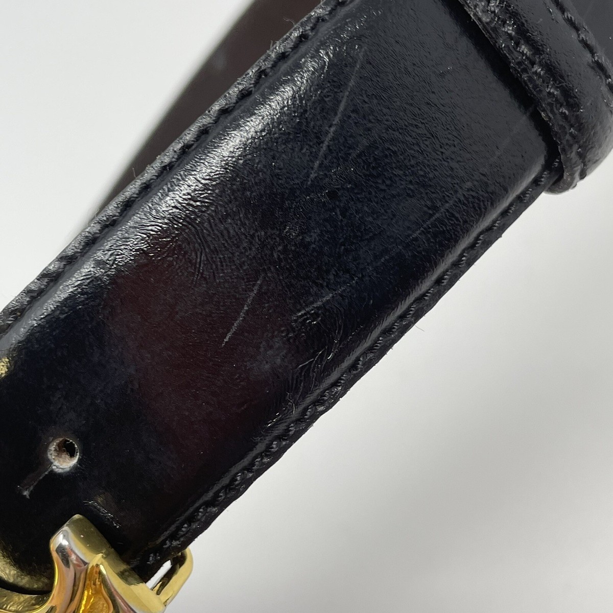 VTG Les Copains Womens Black Leather Belt Gold Size 2 LC  display picture 1