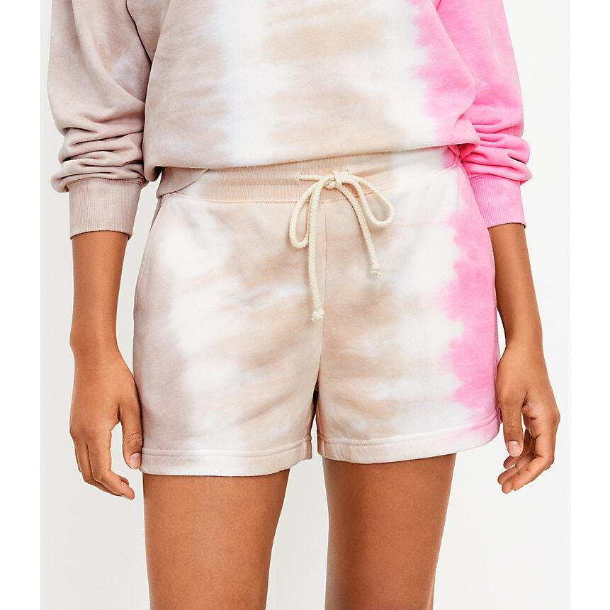 Lou Grey Tie Dye Beige Pink Cozy Cotton Terry Shorts Size XL